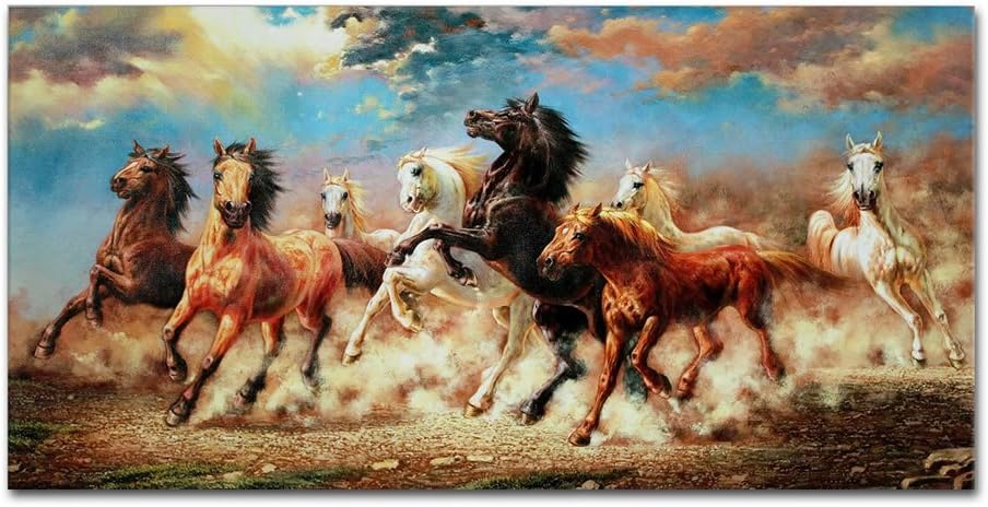 IARTS Modern Art Prints Animal 8 Running Horse Canvas Art for Wall Hanging (40X80cm (16"x32") Unstretch,No Frame)