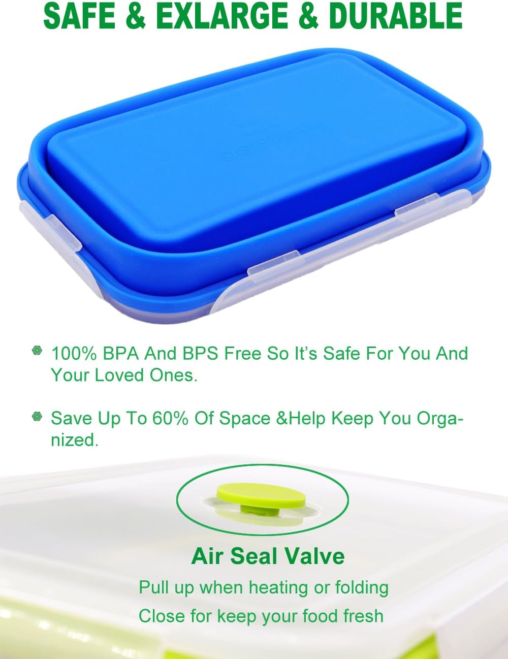 CCyanzi Tazón Plegable Redondo De 3 Piezas Con Tapas, Recipientes De Almacenamiento De Alimentos De Silicona, Apto Para Microondas Y Congelador, Ahorro De Espacio Para Armario De Cocina Y Mochila De