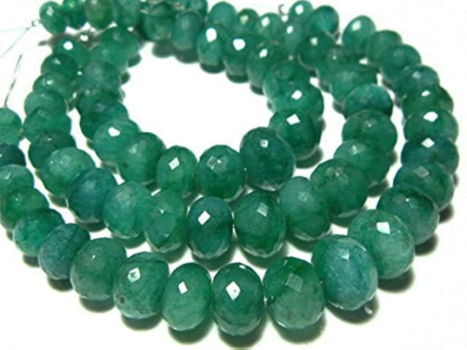 Perles rondelles émeraude de qualité supérieure AA LKBEADS facettes 9-11mm