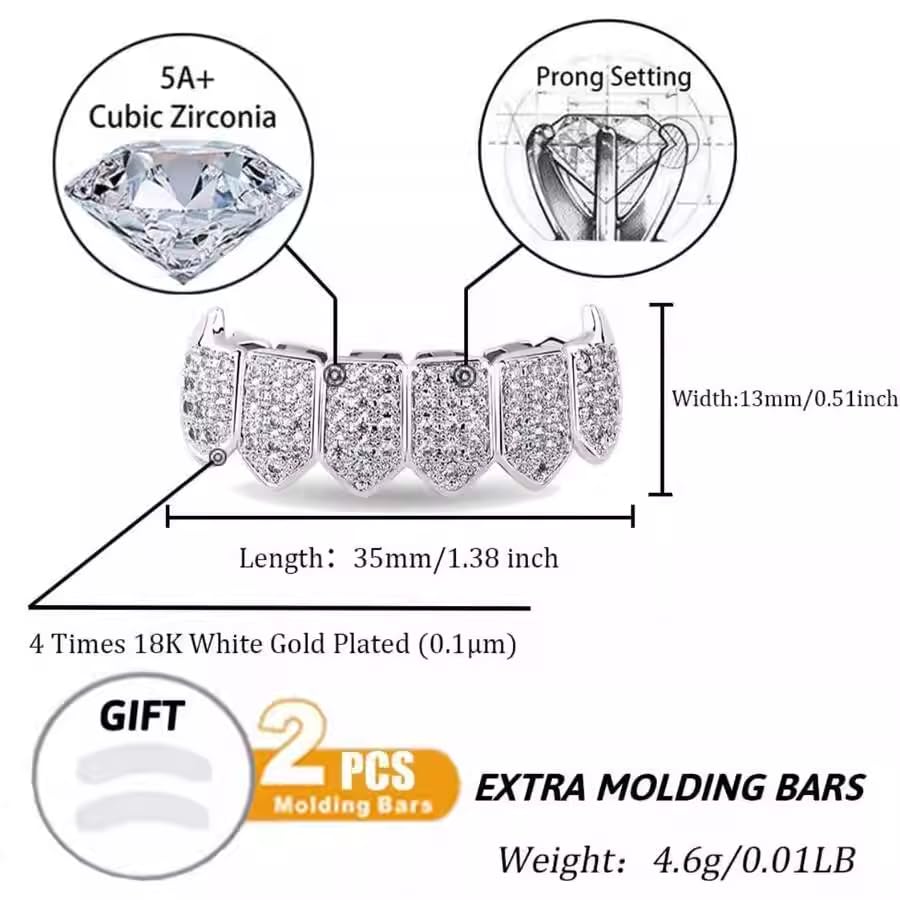 Fangs Grillz para Dientes Chapados en Oro 18K miniatura 3