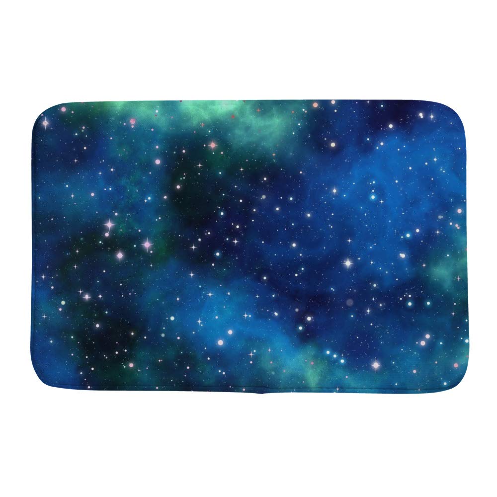 Tapis de bain antidérapant bleu galaxie 91x61 cm tapis de douche velours corail Ruchen