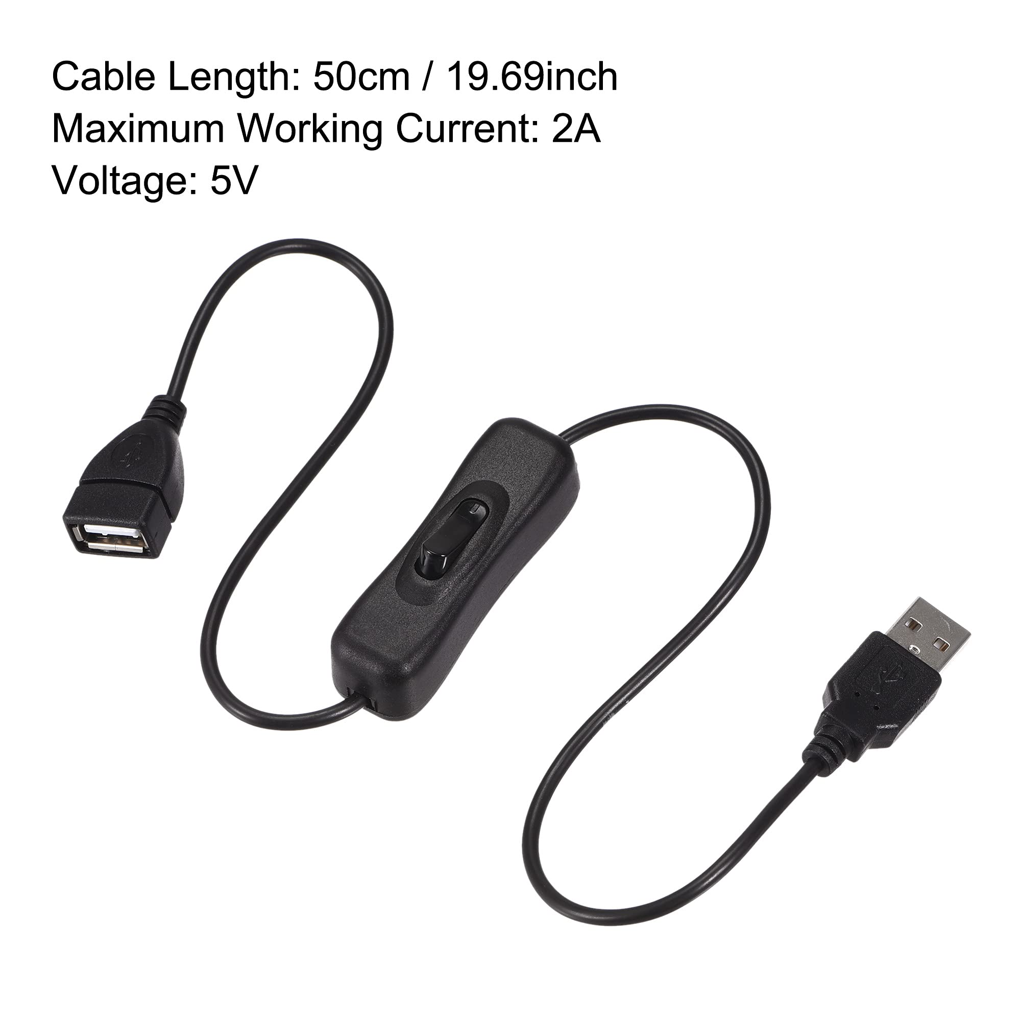 USB Kabel Mit Schalter – 3er Set, Je 1 Meter, Für LED-Lampen, Lüfter, Dashcam – Inkl. 304-Wippschalter, 5V/2A, Schwarz