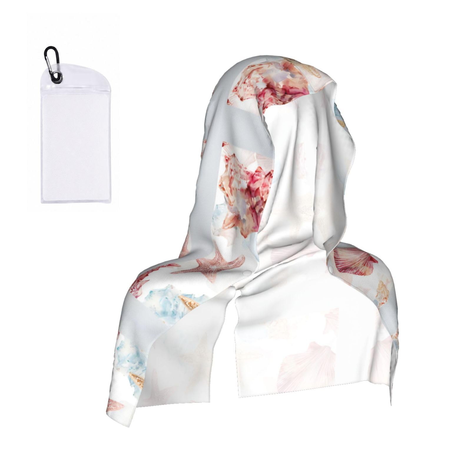 WXWJSHMGC Conch Print Cooling Hoodie Towel, Cooling Towels For Neck And Face Sun Protection Instant Cool Hoodie(Sport/Camping/Work Out/Hot Weather)