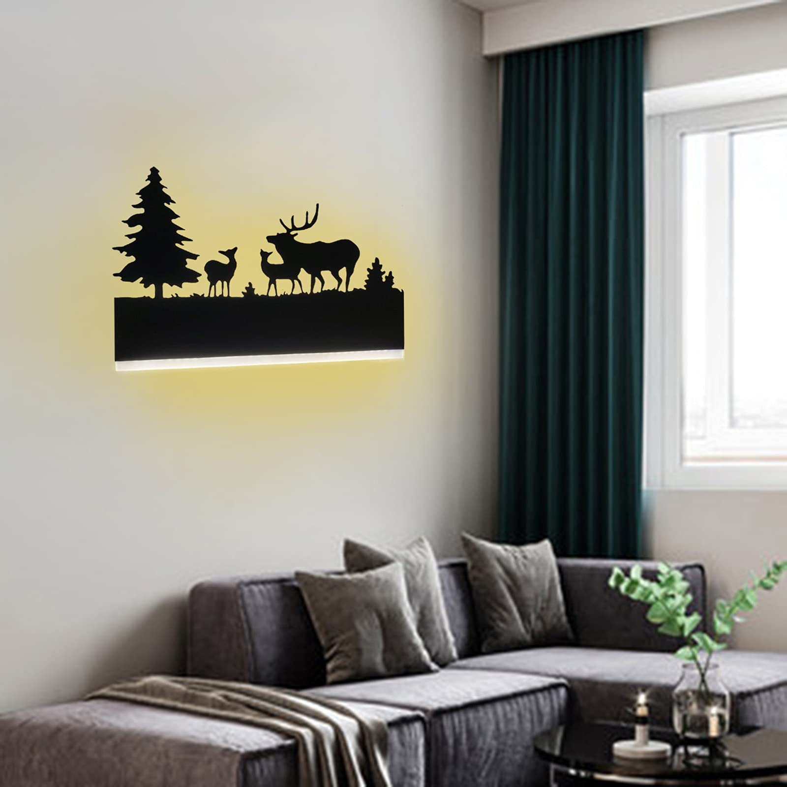 LED Lampada da Parete Interno 12W, Moderna Acrilico Applique da Parete Interni, Lampada a Muro su e giù Ferro Corpo Cervo Design per Camera da Letto Soggiorno Corridoio Le Scale,3000k Bianco Caldo