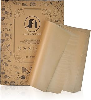 200 Pcs Unbleached Parchment Paper Baking Sheets, 12x16 Inch Baking paper, Precut Non-Stick Parchment Sheets for Baking, C...