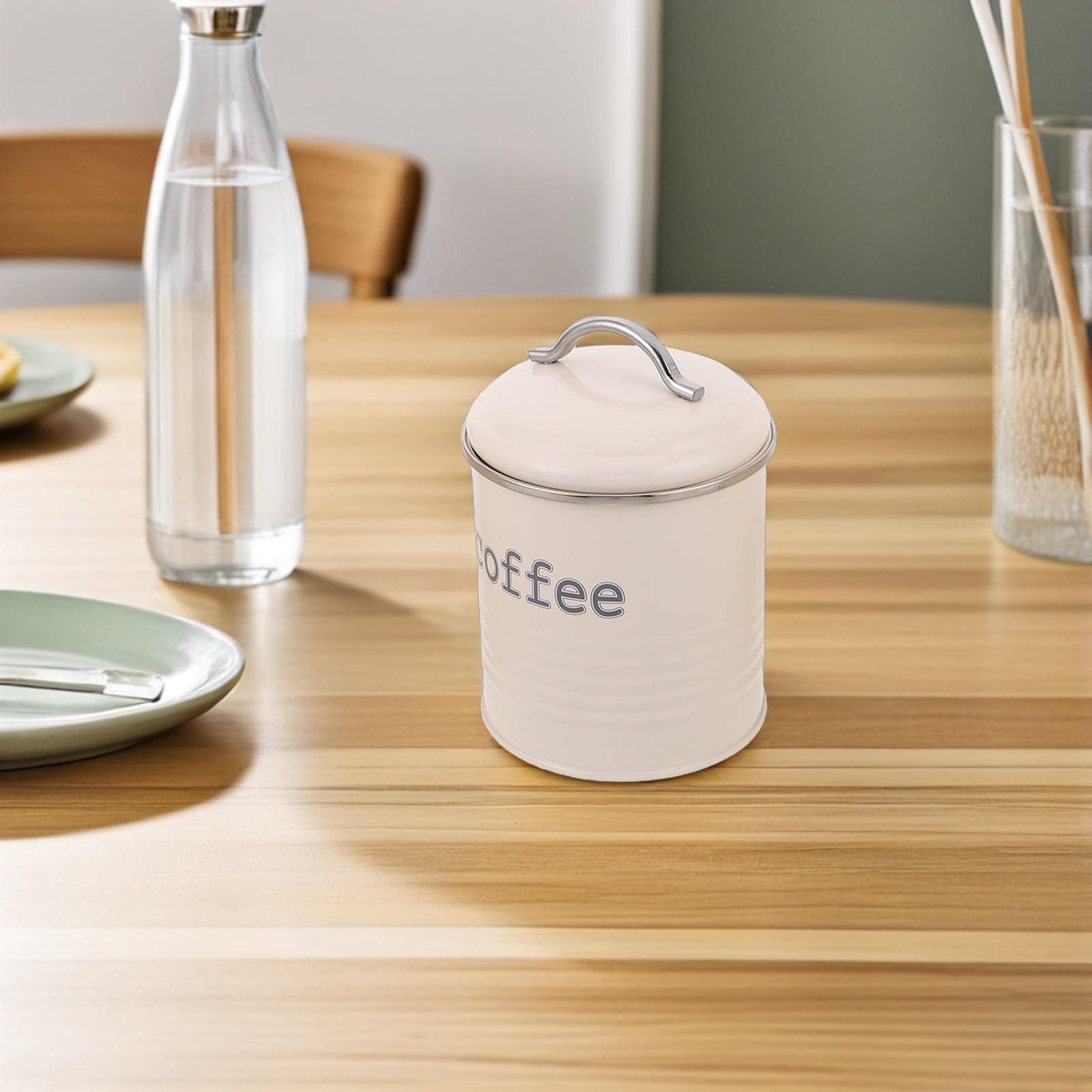 Toyvian 3 Stück Luftdichtes Vorratsgläser aus Eisen in Weiß für Kaffee Zucker und Tee Robust und Stilvoll im Landhausstil für Küchenarbeitsplatte