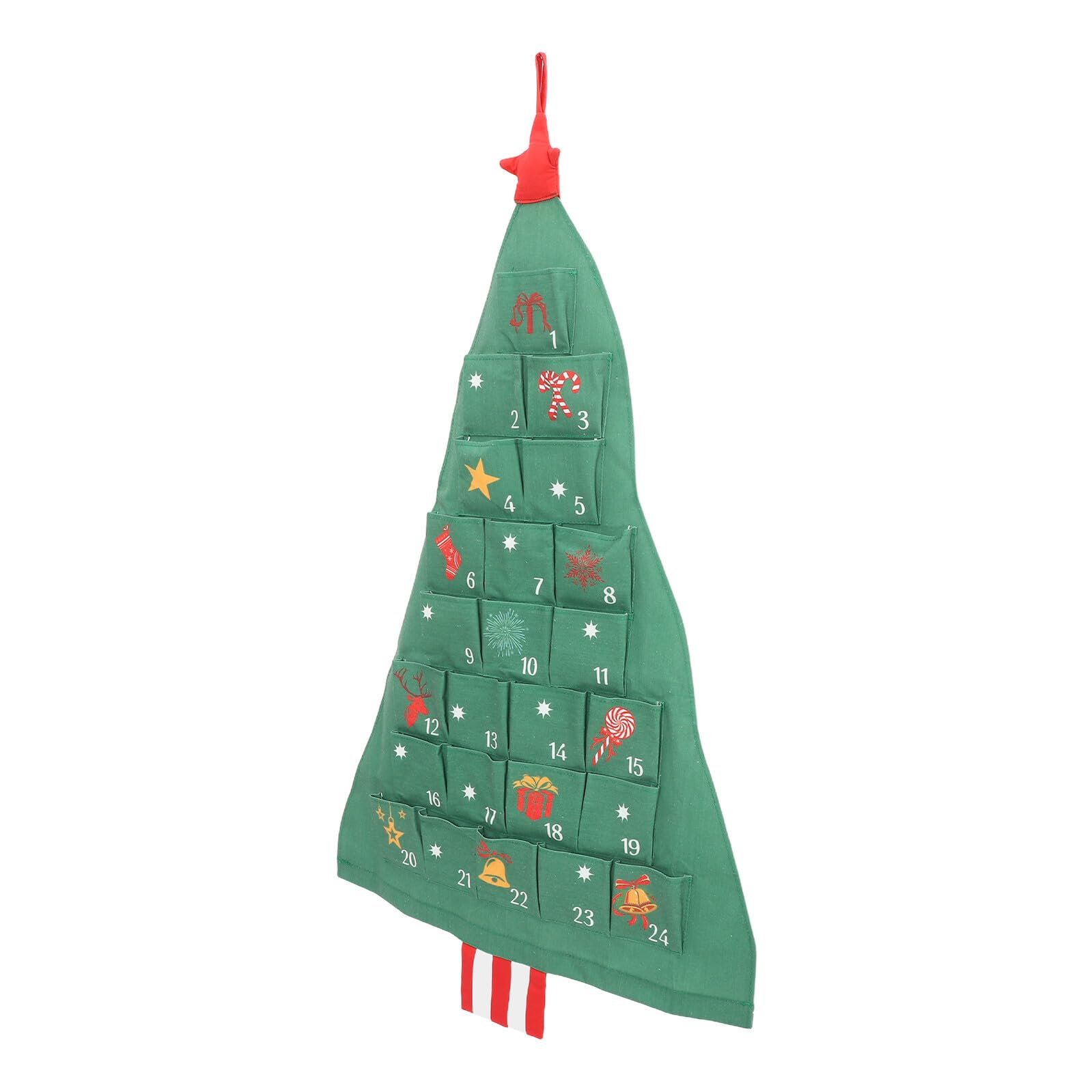 BESPORTBLE Calendario Avvento Vuoto da Riempire per Natale Conto alla Rovescia per Festività Decorazione Murale Stagionale con Tasche Borsa Portaoggetti Forma di Albero Riutilizzabile per Rag