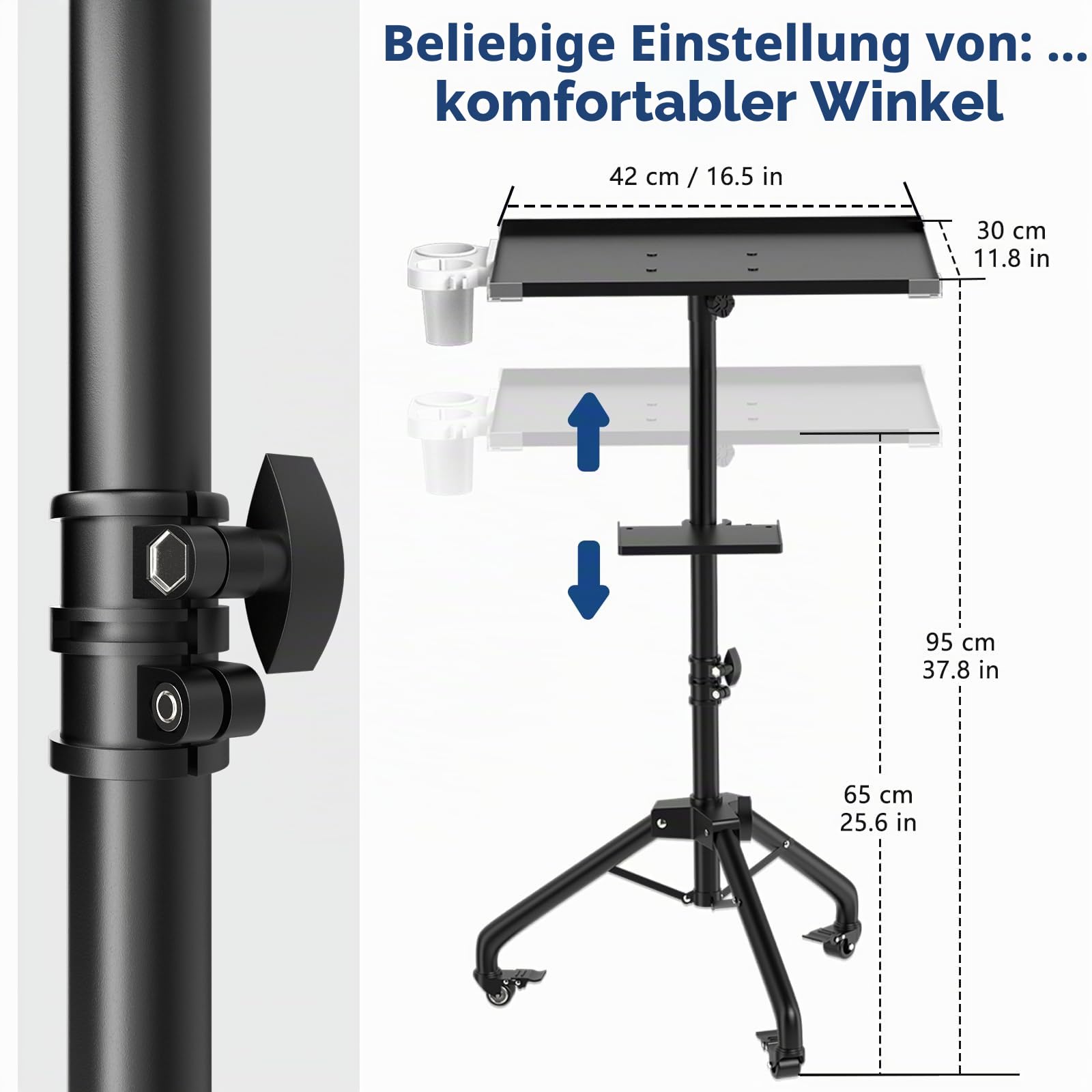 ZHOOGE Salon-Tablett auf Rädern höhenverstellbar 360-Grad stummes Universalrad für Tattoo Spa Zahnarzt