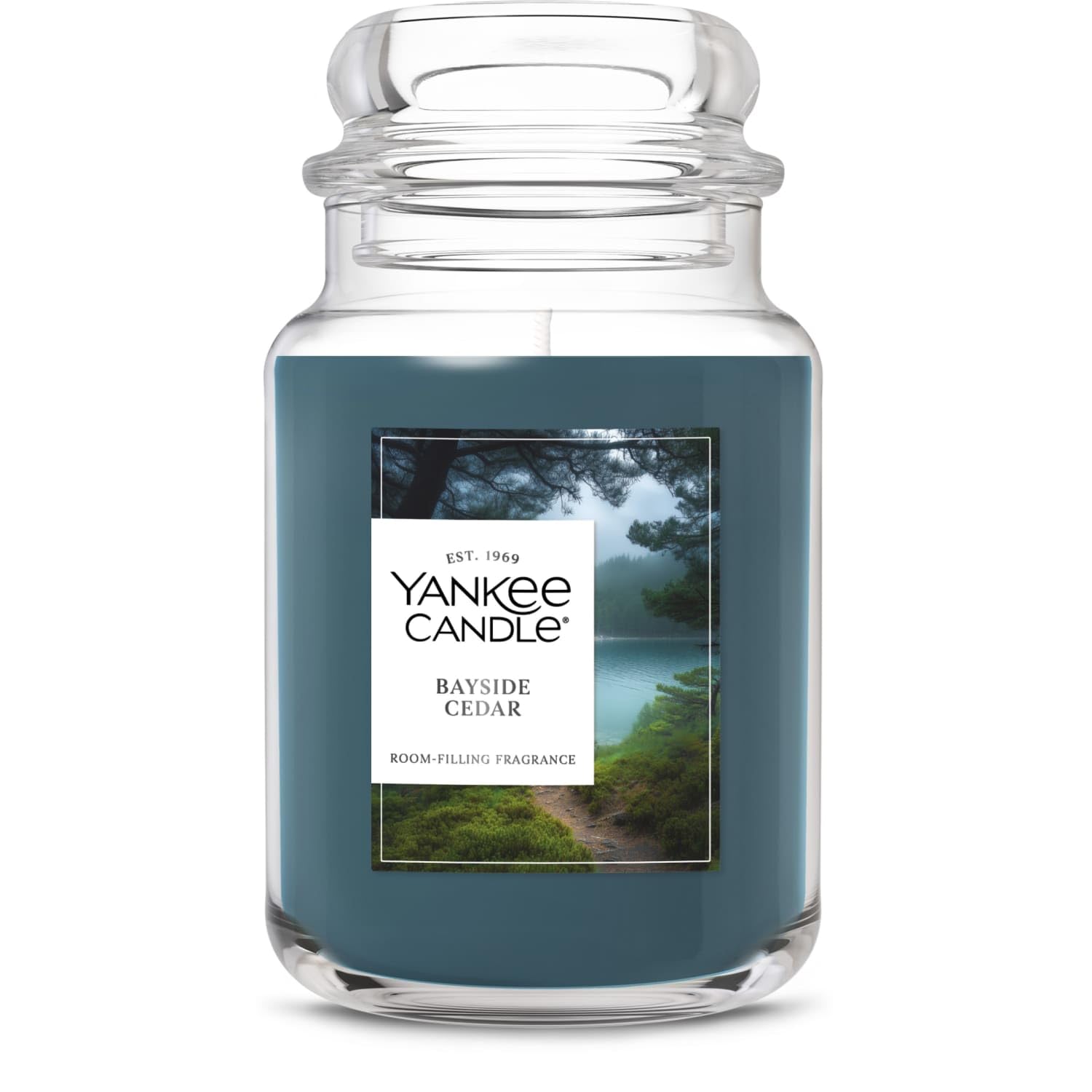 Yankee Candle Bayside Cedar Scented Candle, 22oz Large Jar | Up to 150 Hour Burn Time, Room Filling Fragrance, Long-Lasting Scent, Premium Plant Wax Blend, Consistent Burn, Giftable