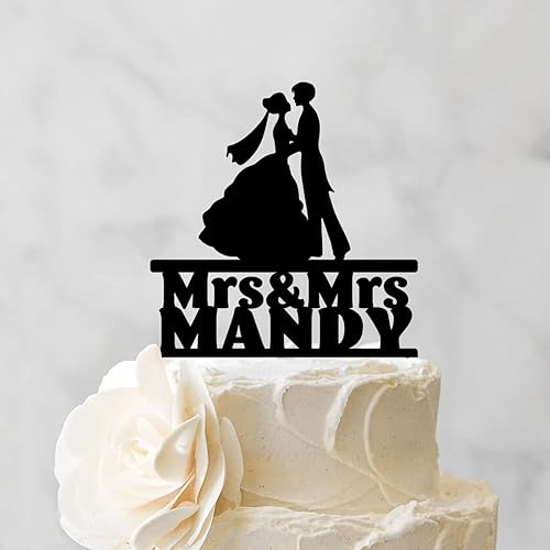 Miniatura 3 de Lesbian Marriage Cake Topper for Wedding Mrs And Mrs Cake Topper Bride Two Girl Silhouette Wedding Cake Topper Homosexual LGBT Custom Cake
