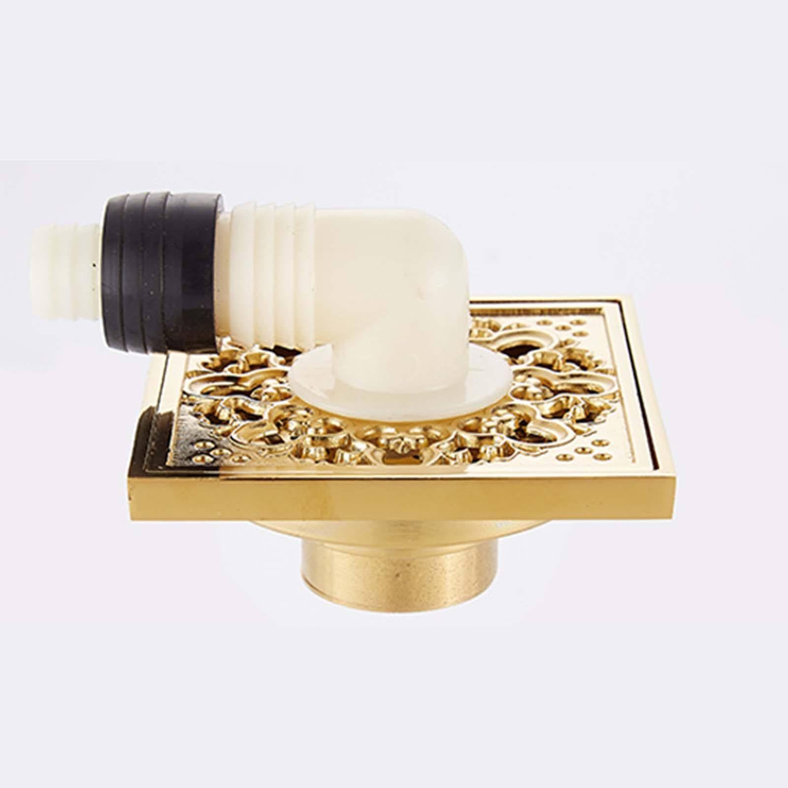 Scarico Doccia a Pavimento Ottone Piletta Doccia Placcato Oro Piletta da Pavimento 100 * 100mm Scarico a Pavimento Stile Europeo Adatto per Balconi, Cucine e Bagni