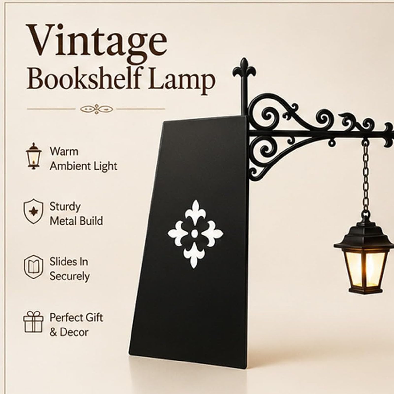 Linterna de biblioteca Mini lámpara LED para estantería, iluminación de rincón de libro colgante de hierro de madera vintage, luz de lectura portátil cálida, adorno literario (B3pcs)