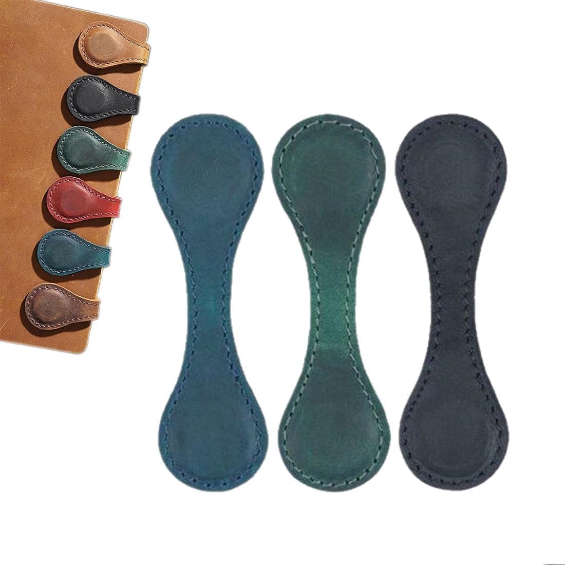 Marcapáginas magnético de cuero, multifuncional portátil, regalo de marcapáginas magnético de cuero para niños, estudiantes, familiares, amigos, amantes de los libros (2#-3 piezas)
