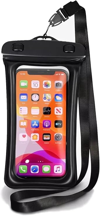 Floating Waterproof Phone Pouch for Smartphones up to 6"IPX8 Certified Underwater Dry Bag Touchscreen Friendly, Fit for iPhone 16 15 14 13 Pro/Plus/Pro Max, Galaxy S24 S23 S22, Black