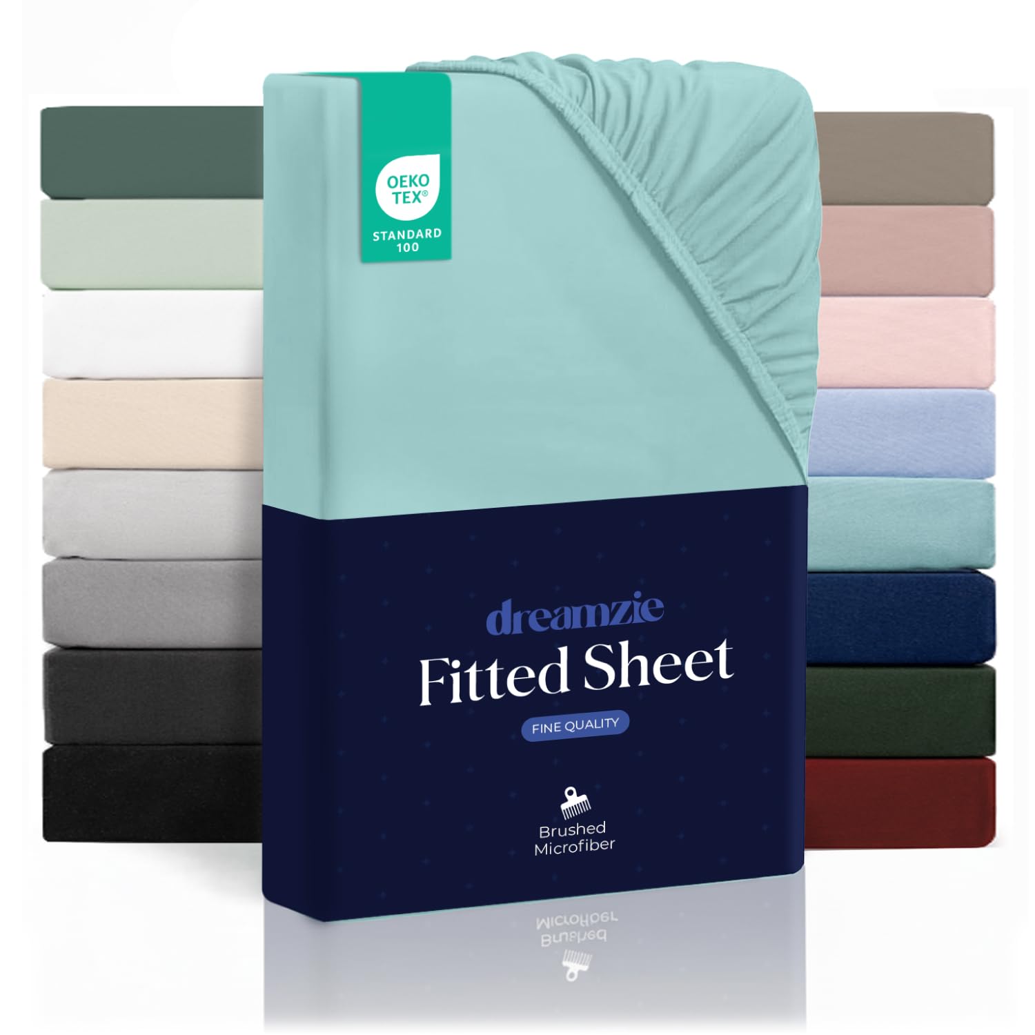 Dreamzie - Fitted Sheet 200 x 200 cm (35 cm) | Ultra Soft Microfibre – Thick Mattress – Oeko-Tex | Comfort, Breathable, Easy Care – Aqua