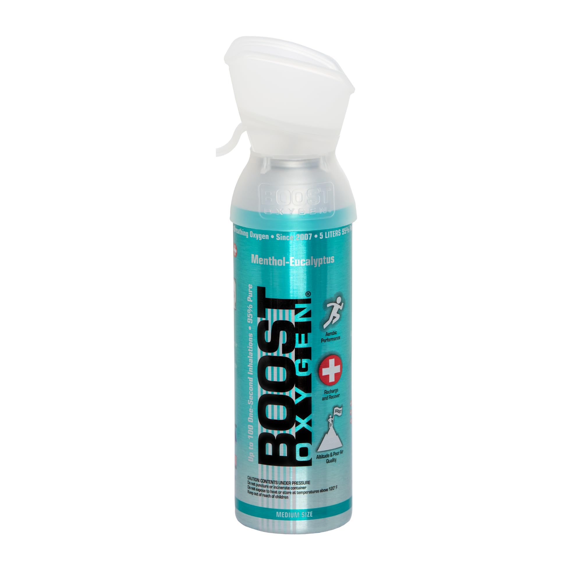 Boost Oxygen Cylinder - Portable Oxygen Cylinder for Breathing Up to 100 Uses | Menthol-Eucalyptus Pure Oxygen Can Promotes Free Breathing, assists with Hangovers, Colds, & Revitalizes Lungs 5L