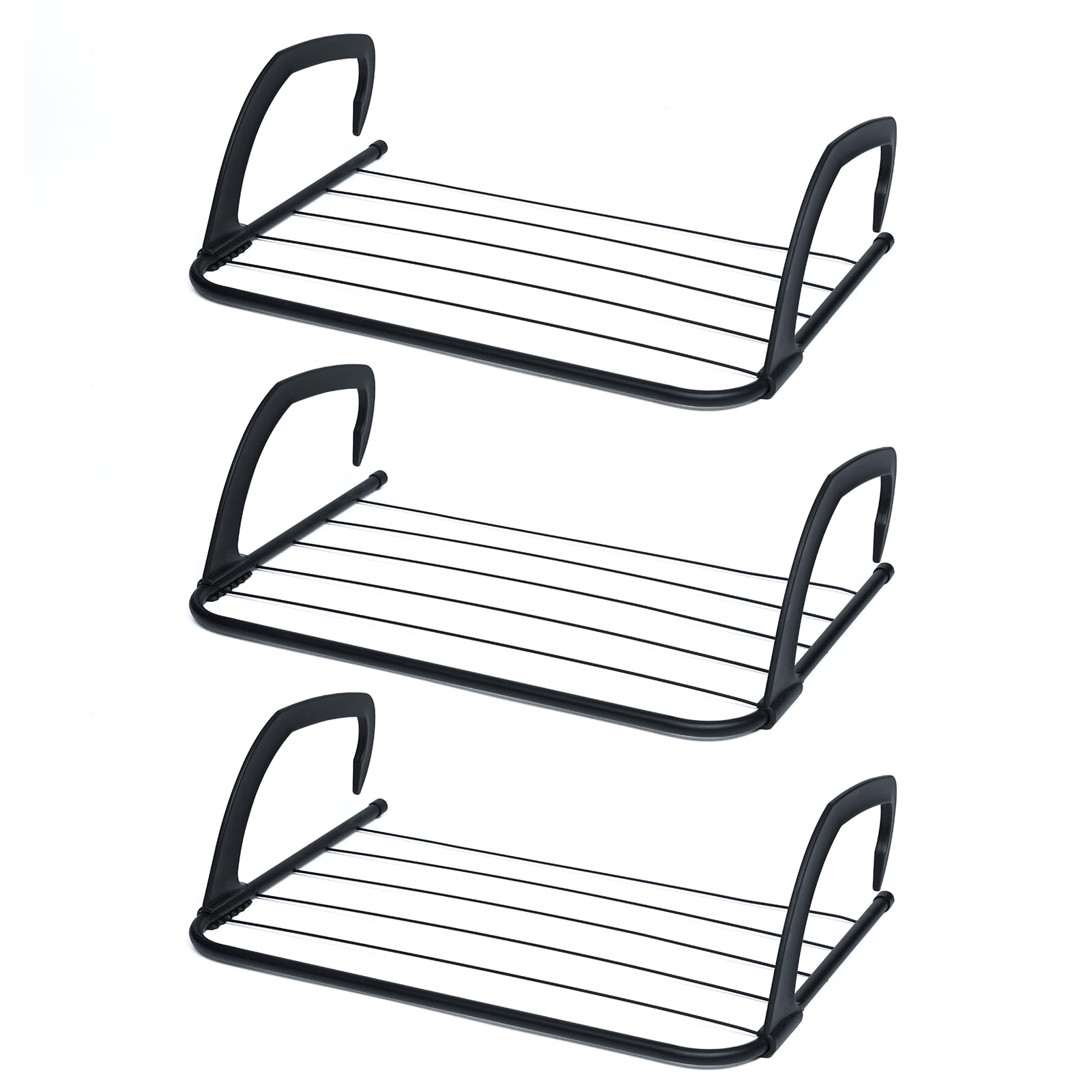 Flatro Black Radiator Airer 5 Bar - Radiator Clothes Drying Rack - Over Radiator Clothes Airer Indoor - Space Saving Towel Hanging Rail - Radiator Hangers For Drying Clothes (, Pack Of 3)