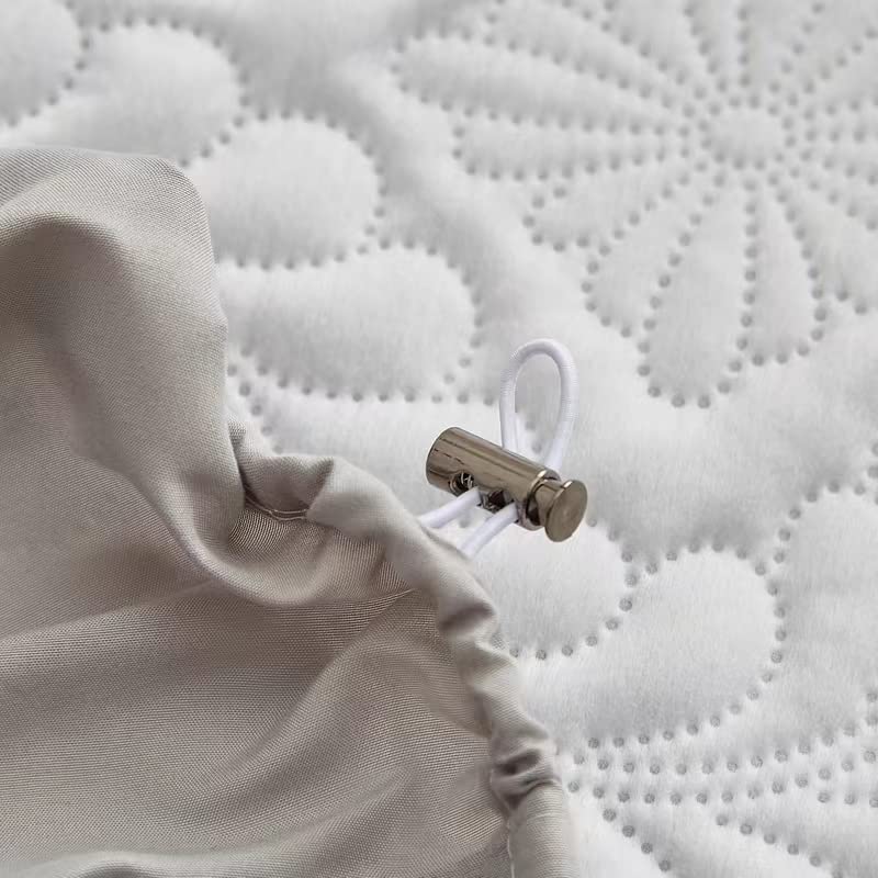 1 Uds Protector de colchón King Acolchado en Relieve sábana Bajera Impermeable Cubierta de Cama tamaño King sábana Transpirable Suave Cubierta de colchón-Gris Claro, 120x200x30cm 3 Piezas