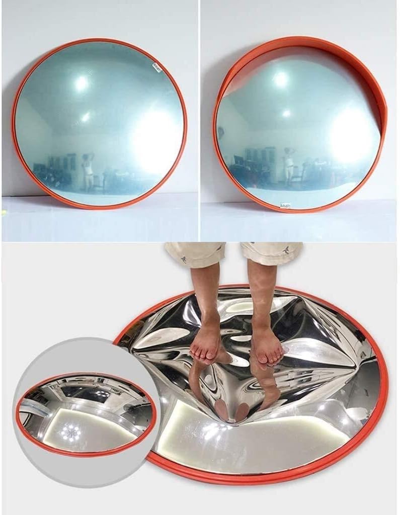 Traffic Mirror Convex Mirror Public Places Convex Safety Mirror Red Rainproof Spherical Mirror Subway Safety Mirror Diameter: 80CM Safety