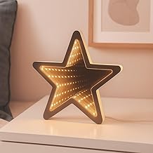 Ideen mit Herz LED Star Infinity Luminous Star with Light Tunnel Effect Window Decoration for Christmas with Timer Function Battery Operated 15 cm x 14.2 cm