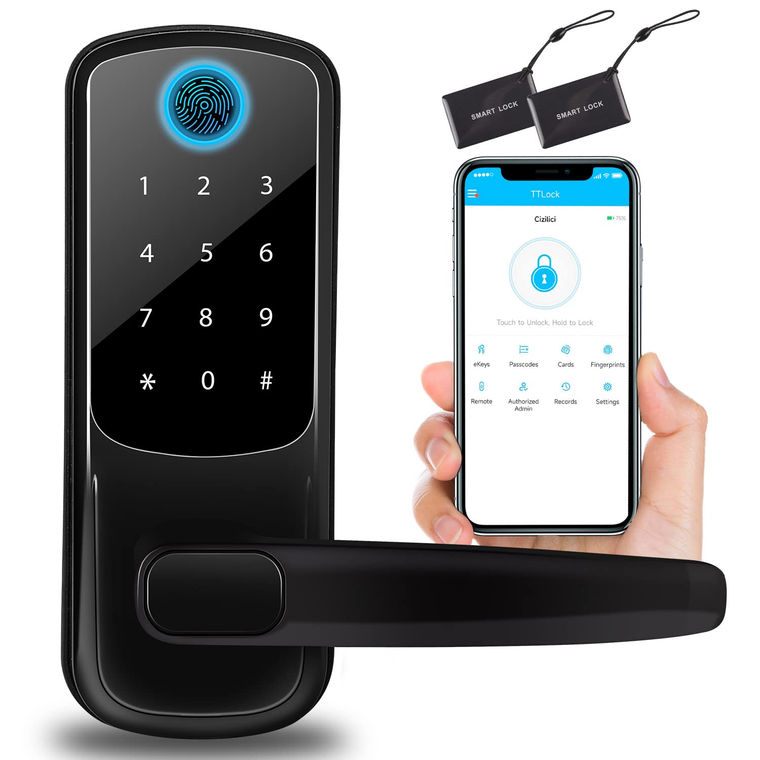 Smart Lock, Keyless Entry Door Lock, Smart Door Lock, Smart Lock for Front Door, Door Lock with Keypad, Fingerprint Door Lock, Biometric Door Lock, Digital Door Lock with Handle