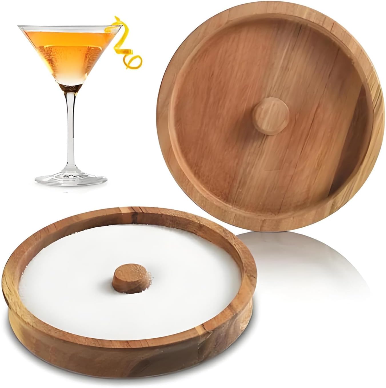 Margarita Salt Rimmer Set, 1 Pack Bar Salt and Sugar Rimmer with Sponge, 2-in-1 Bar Glass Cocktail Rim Set, Dishwasher Safe Black Barware Tools for Margarita Mojitos (Black