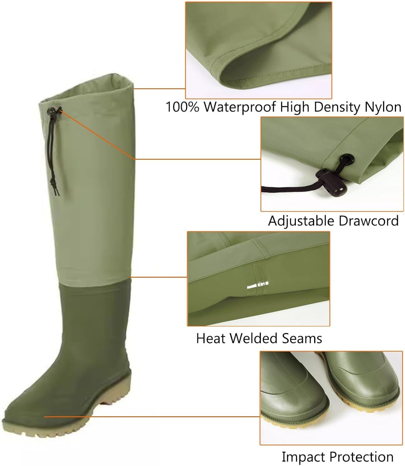 Wodery wędkarskie na biodra, wodoodporne, lekkie, brodzące buty na biodra(Beige,11)