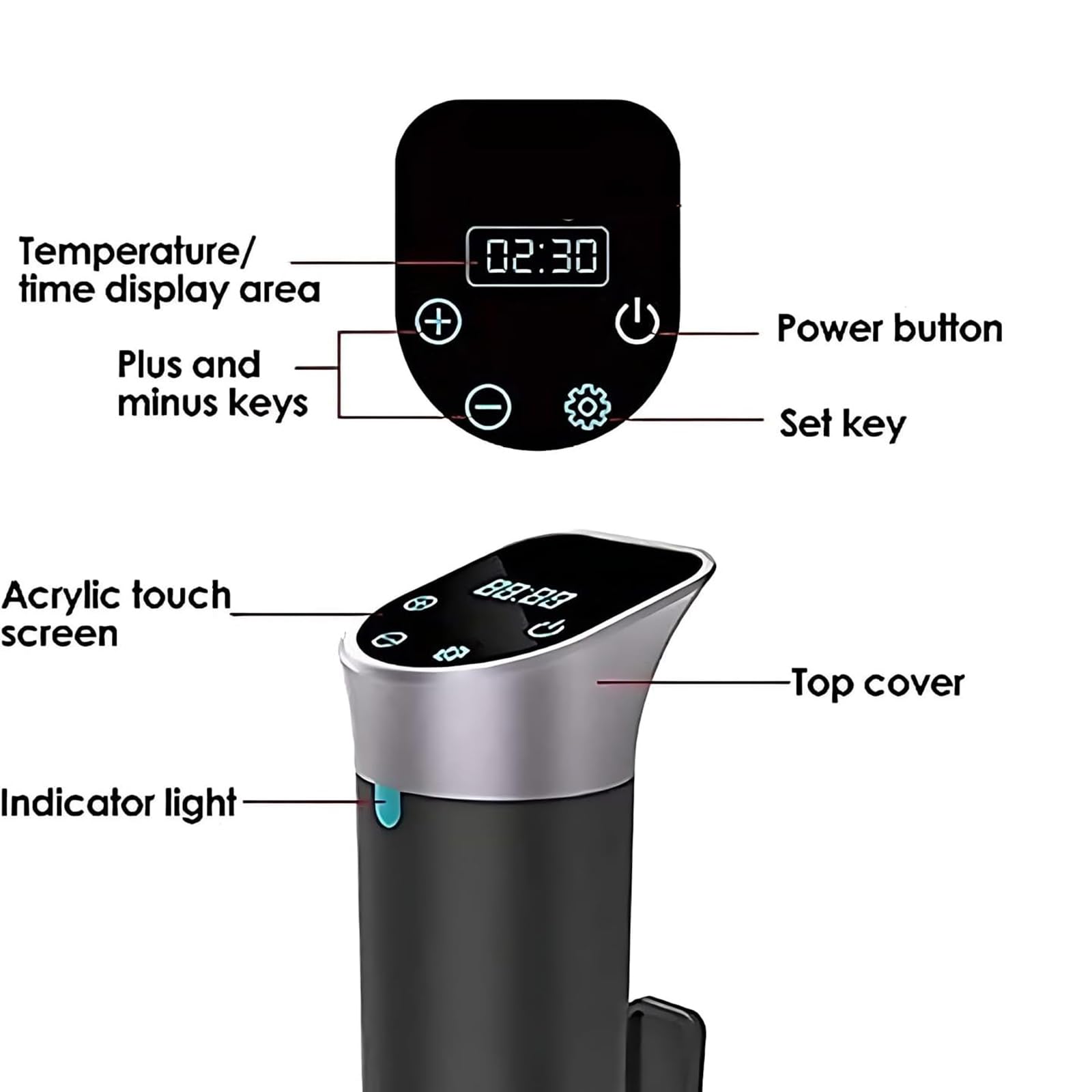 Máquina De Cocción Al Vacío De Precisión, Baño De Agua Al Vacío De 1000 W con Temperatura Precisa De 25 a 90 ℃, Capacidad Máxima De Aplicación: 12 L, para Cocineros Caseros Principiantes