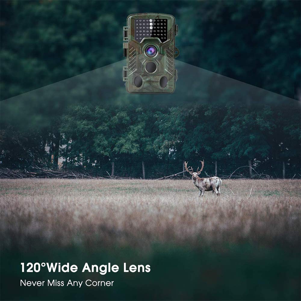 BraveKing Wildkamera 16MP 1080P Jagdkamera Nachtsicht 82ft/25M 0,2s Bewegungsmelder 120° Weitwinkel 2.4" LCD Display IP66 Wasserdicht IR Überwachungskamera mit Solarpanel und 32G Speicherkarte