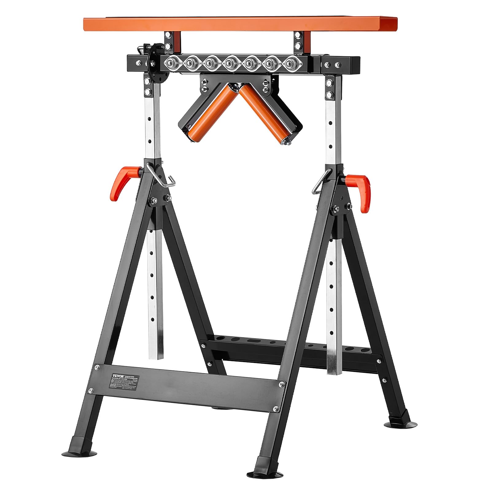 VEVOR Soporte de rodillos 4 en 1 de 200 kg, soporte de rodillo ajustable de 84–127 cm, soporte de trabajo con guía de dientes y rueda multidireccional pulida, para salida de sierra de mesa, soporte de