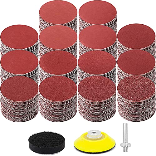Image of 323P 50mm Sanding Discs, MAPRIAL 2 Inch 40-2000 Grit Hook and Loop Attachment Sandpaper with 1/4 Inch Shank Backer Plate, Soft Foam Buffering Pad for Polishing, Drill Sander Grinder Rotary Tools