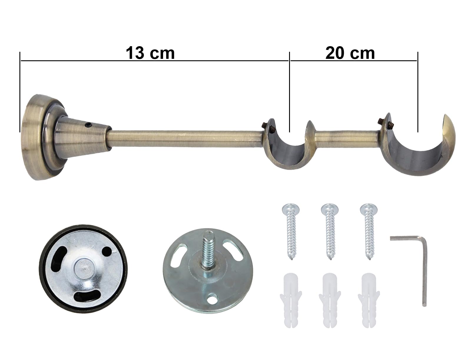 Sento Ø 25/16 mm Tringle à Rideaux Fixation Murale Laiton Antique 240 cm Donata