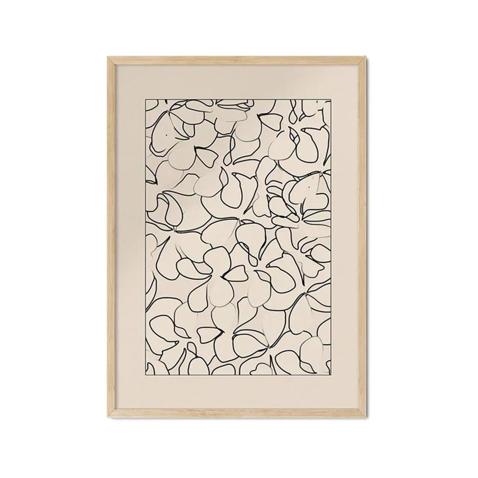 Cuadro sobre lienzo de plantas y flores abstractas de 50x70cm con diseño de líneas elegantes