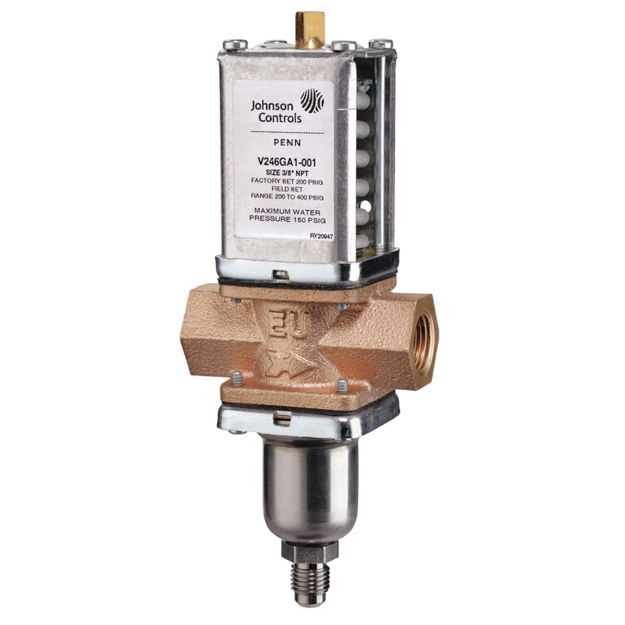 Johnson Controls V246GC1-001C Penn V246 Series Two-Way Water-Regulating Valve for High-Pressure Refrigerant, North American Standard, Direct Acting, Commercial, Style 5, 3/4