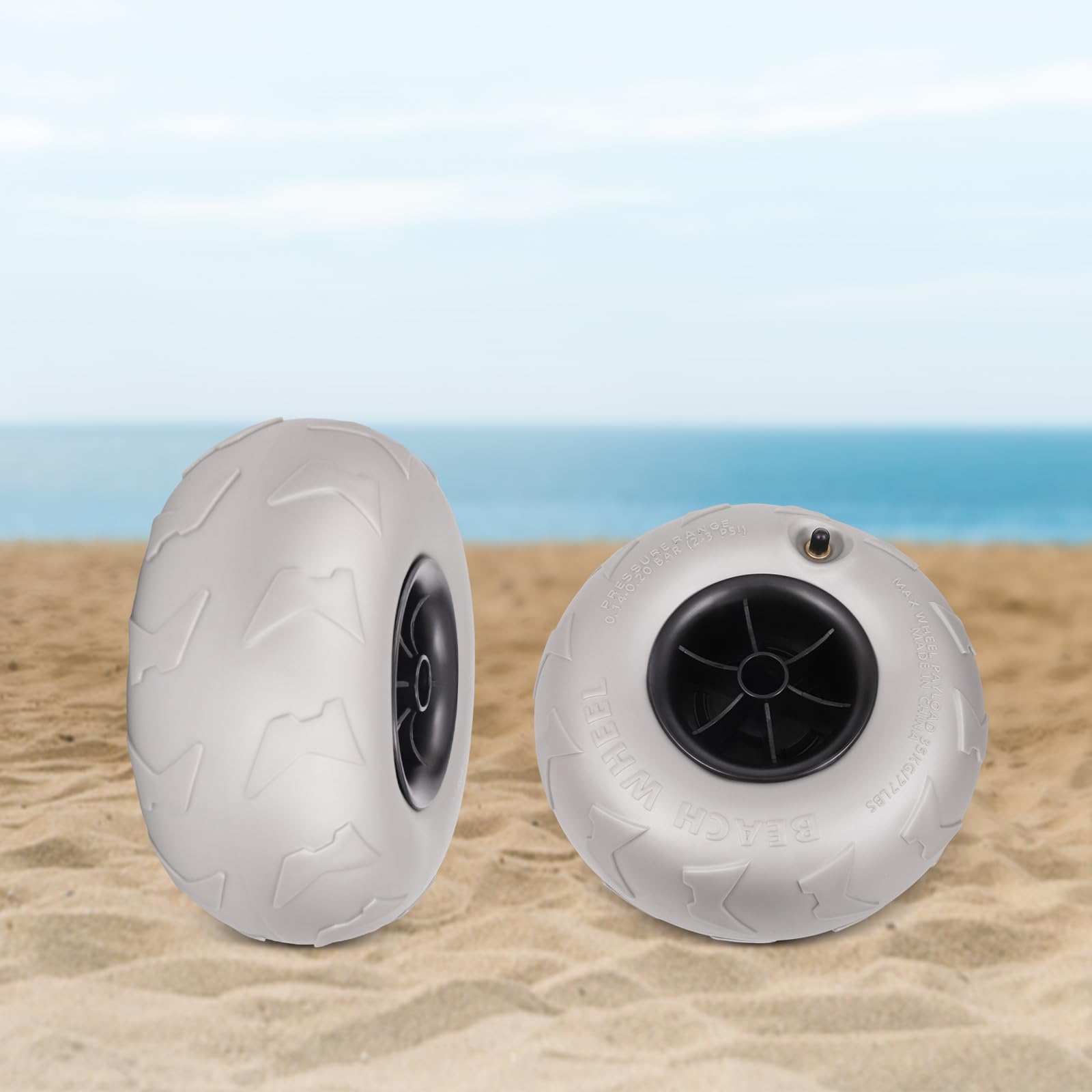 2-Pack Beach Balloon Wheels 9-Inches Replacement Balloon Sand Tires TPU Cart Tires Beach Cart Canoe Cart and Buggy Wheels for Kayak Dolly