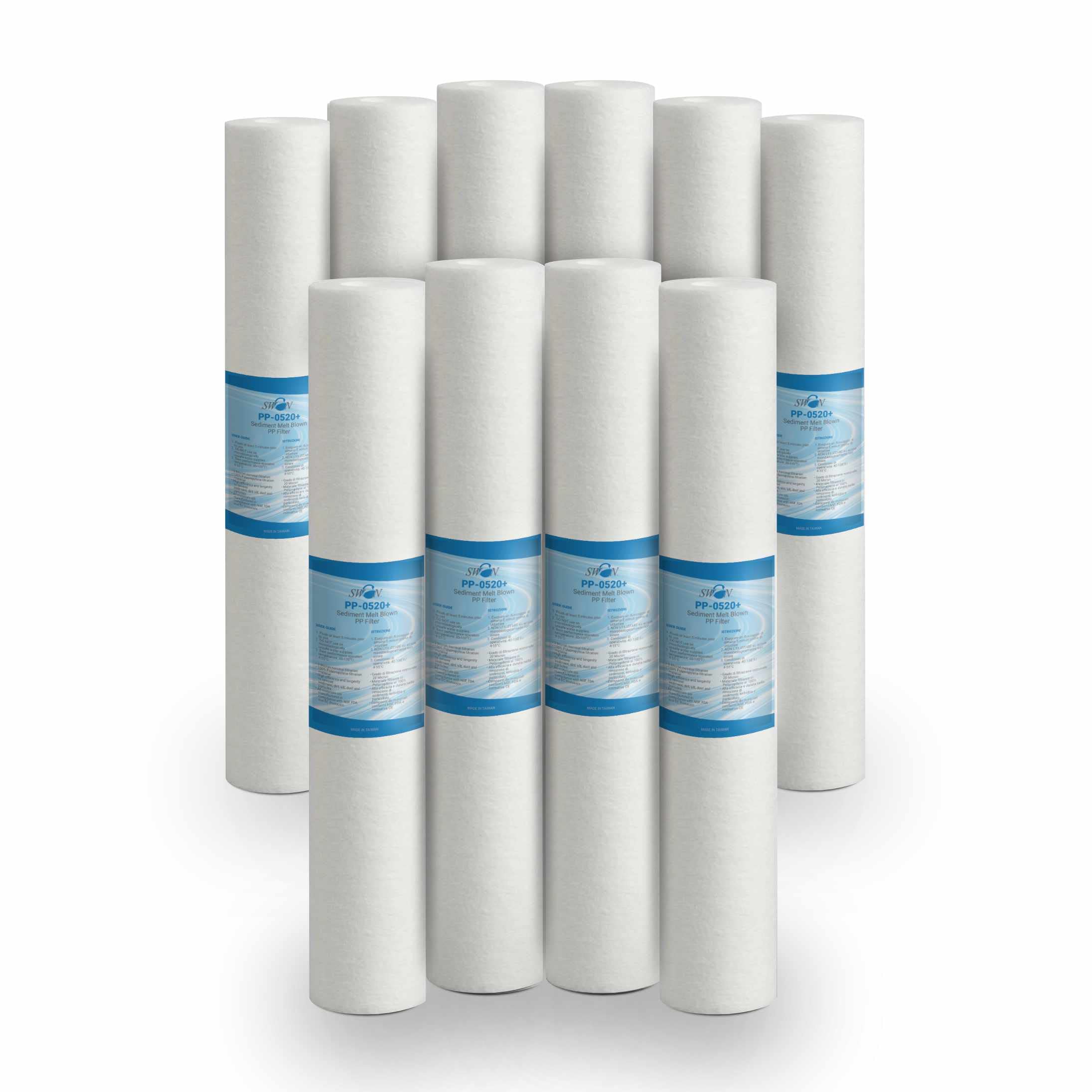 10x Filtro Agua para filtración de sedimentos, partículas e impurezas hasta 5 micras para carcasas estándar de 20”