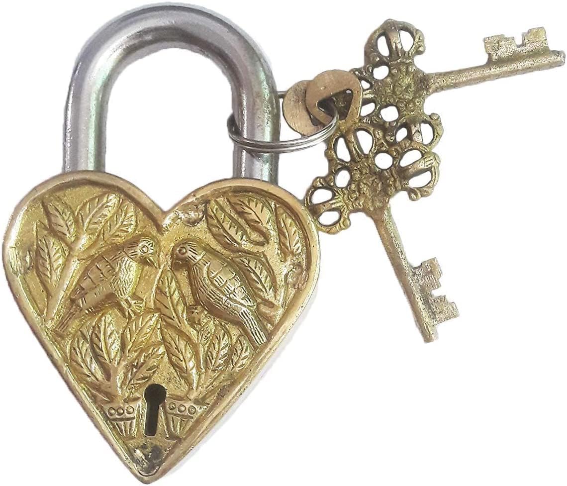 Brass Padlock - Lock with Keys - Working Functional - Brass Made Golden Bird Padlock. (Padlock-01D)
