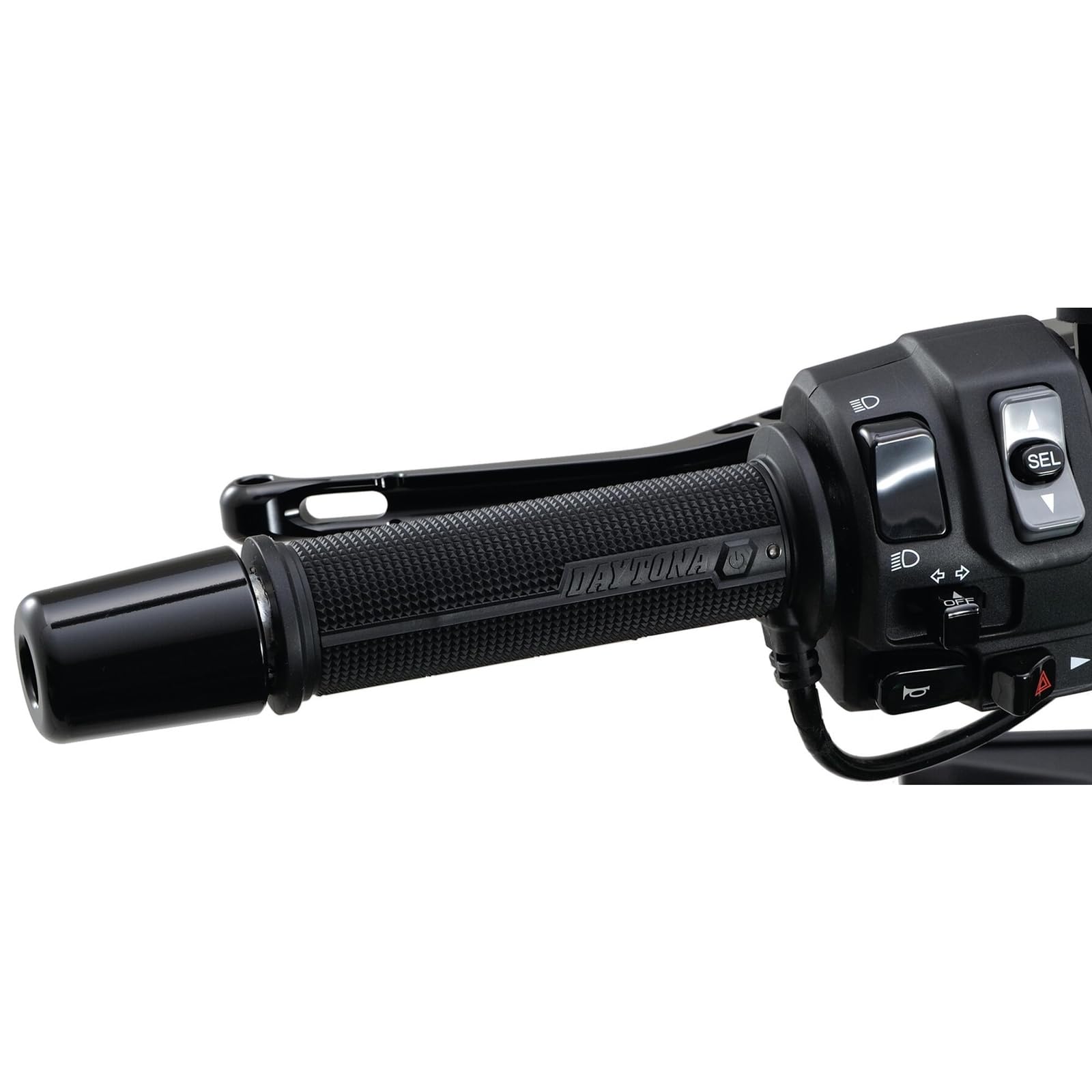 Daytona Motorradgriff 12V, Schwarz, Thermoplastischer Gummi (TPR), 120 mm Länge und Breite, für Motorroller, Lenker Ende offen