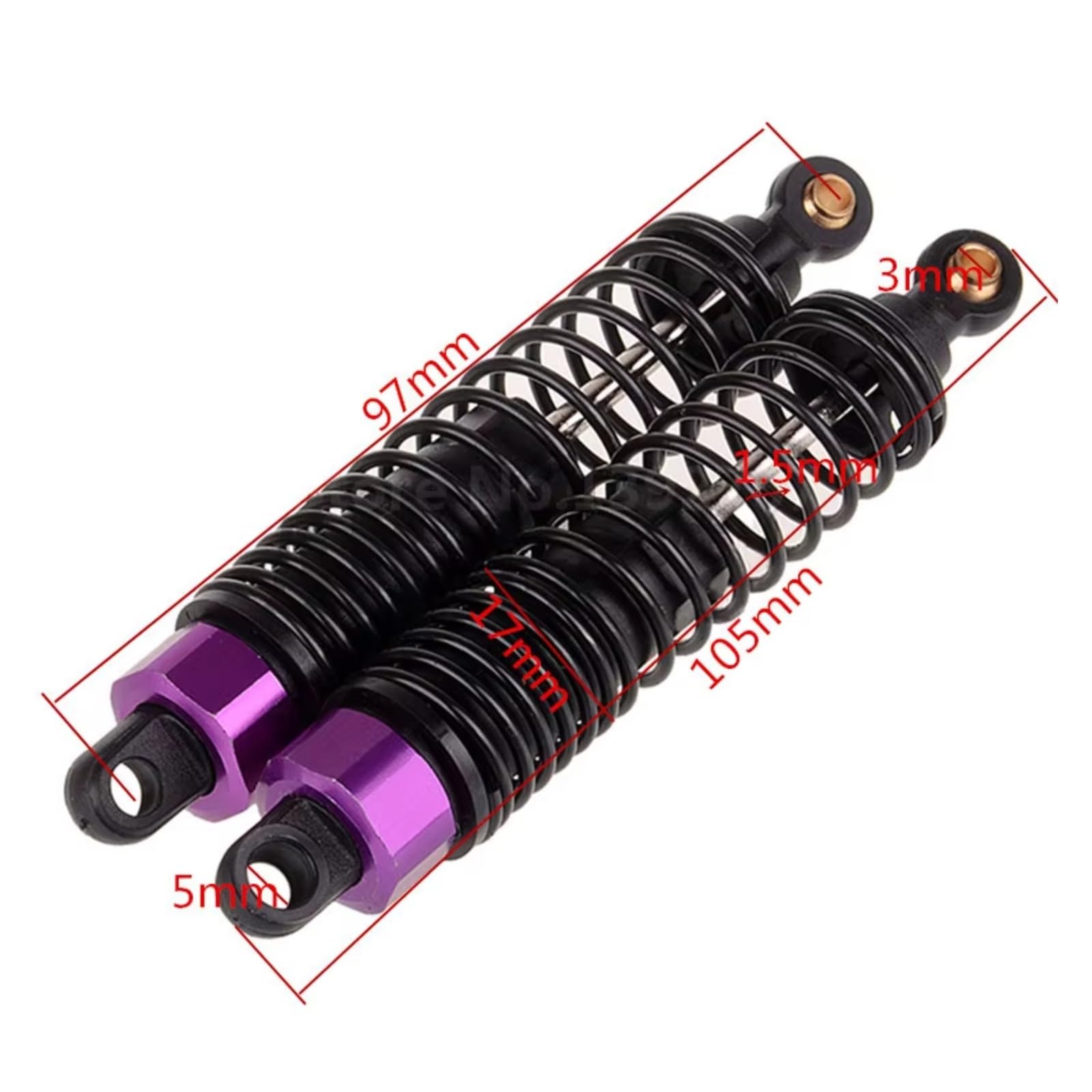 Modelli Ammortizzatore RC Per HSP 08001 1/10 2 Pezzi Ammortizzatore RC Auto Ricambi Monster Truck Veicolo Cingolato Parti Accessori Aggiornamento Sostituzione Uso(Purple)