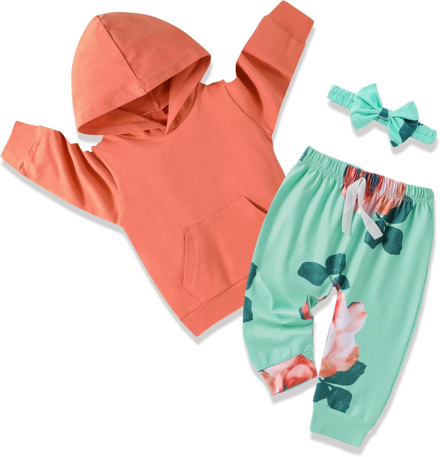 Baby Girl Clothes Fall Winter 0-4T Hoodie Tops Floral Pants Cute Headband Sets Toddler Girl Outfits