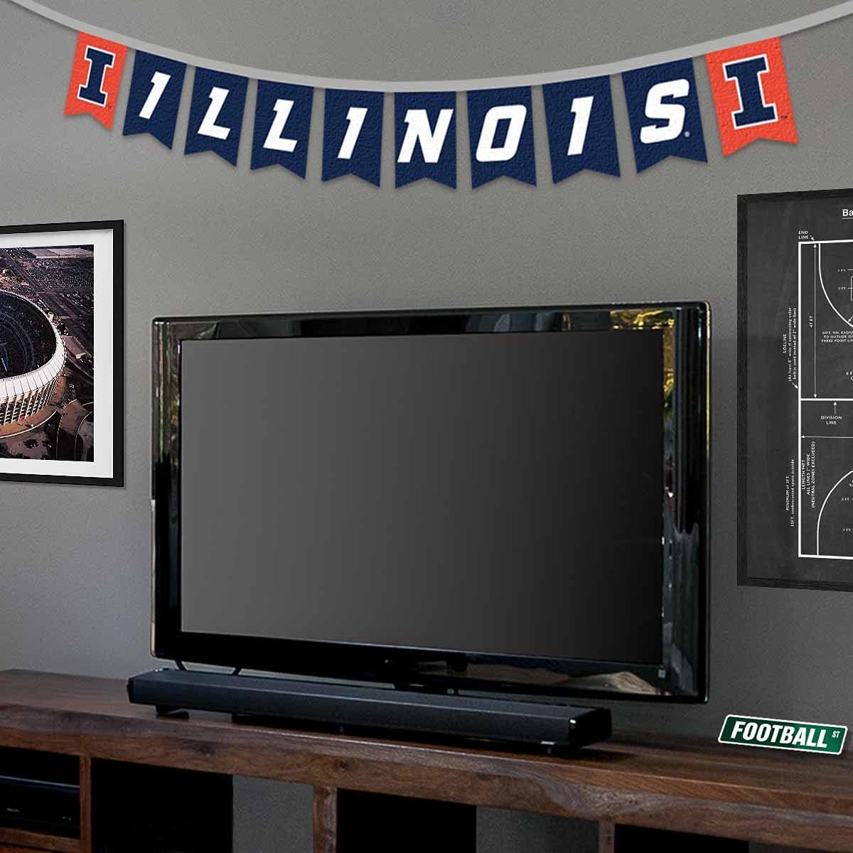 College Flags & Banners Co. Illinois Fighting Illini String Pennant Flags - Image 4