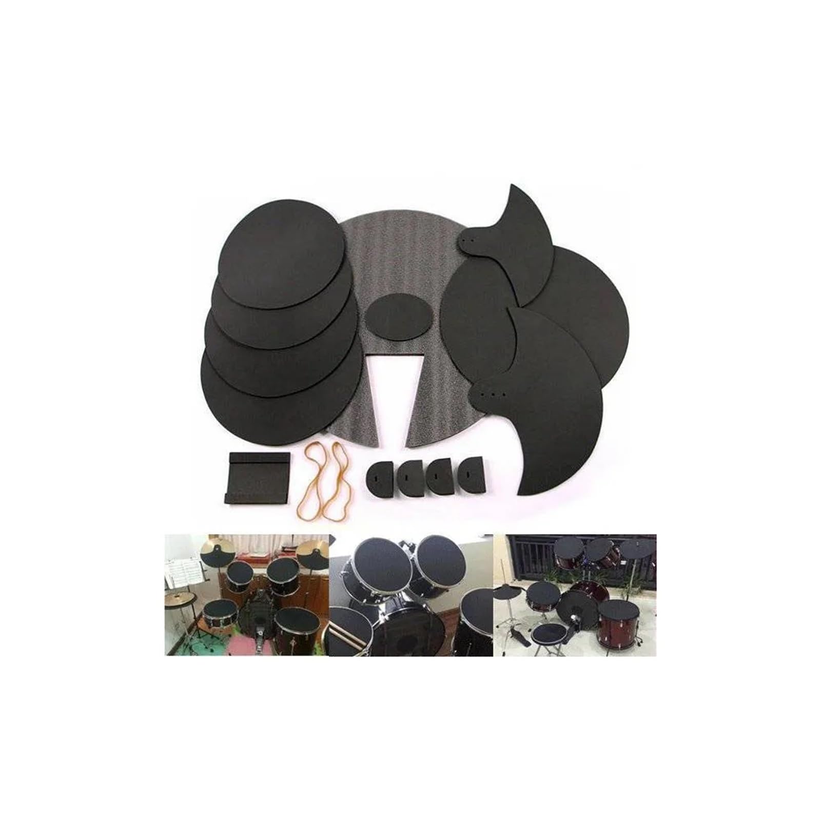 Silenciador De Batería Pad silenciador de batería Silenciador de caja Juego de silenciador de batería Juego de almohadillas de batería tontas Para PráCtica Silenciosa