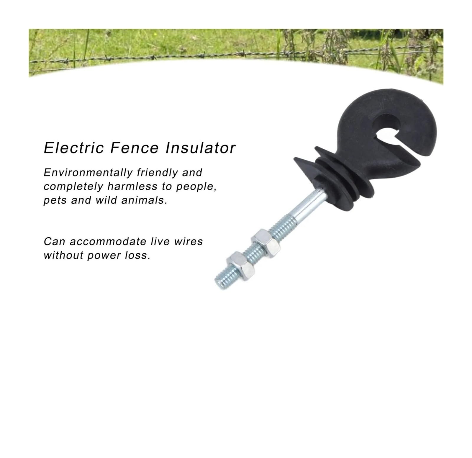 Isolatori per Recinto Elettrico 50 Pezzi M6 Chiodi isolanti for recinzioni elettroniche filettati, isolatori for recinzioni elettriche, isolanti a Vite for pascoli
