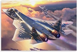 Russian Fifth-generation Fighter Su-57 Military Aircraft Poster Wall Art Paintings Canvas Wall Decor Home Decor Living Room Decor Aesthetic 16x24inch(40x60cm) Unframe-style