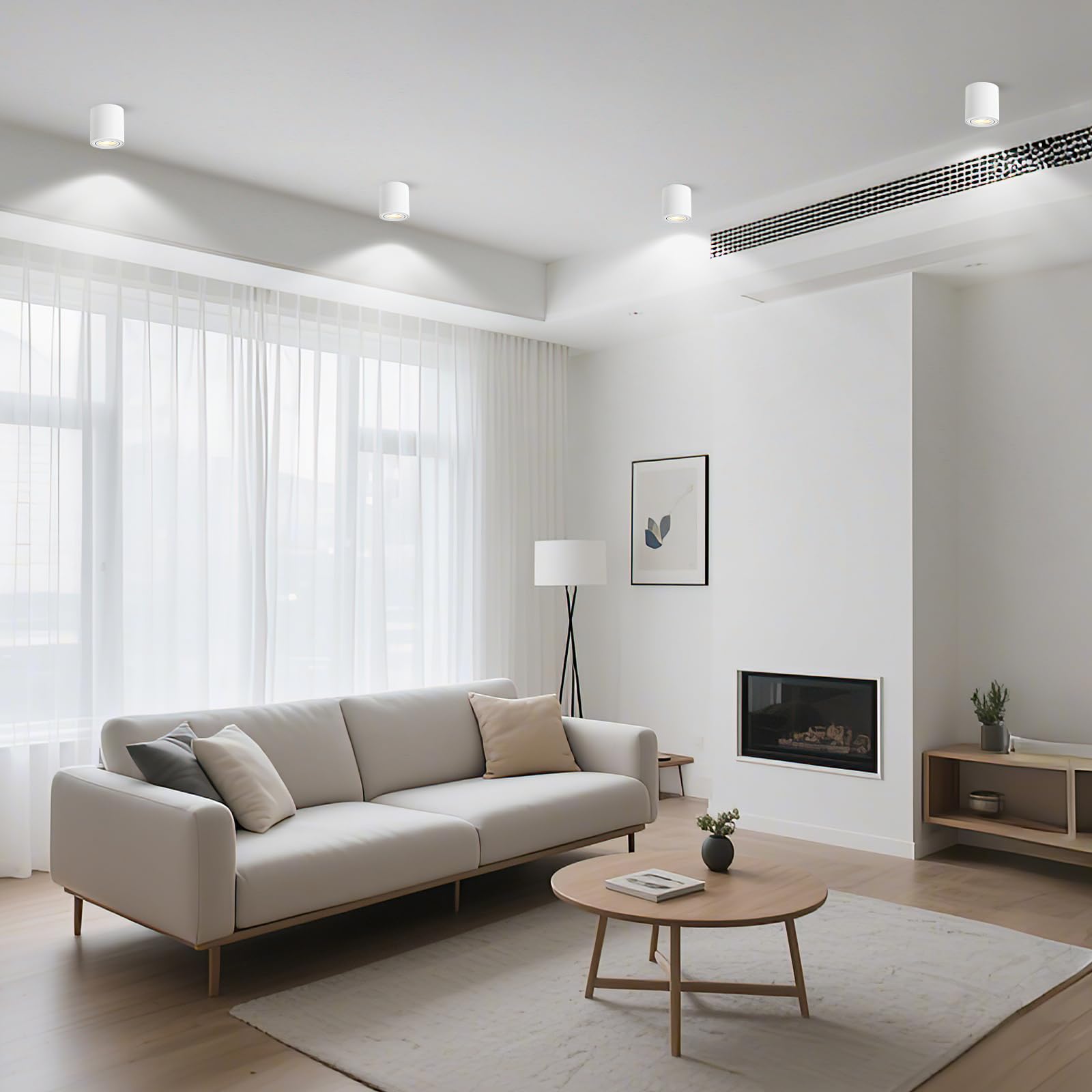 Spots de Plafond GU10 orientable Blanc 6 Pcs, Spot en Saillie 230V Cadre avec GU10 douille LED éclairage plat aluminium rond Ceiling Downlight, Plafonnier salle de bain