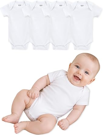 RATIVE Baby Bodysuit 4-Pack, Bamboo 70% Cotton 30%, Ultra Soft Breathable Newborn Bodysuits 03M