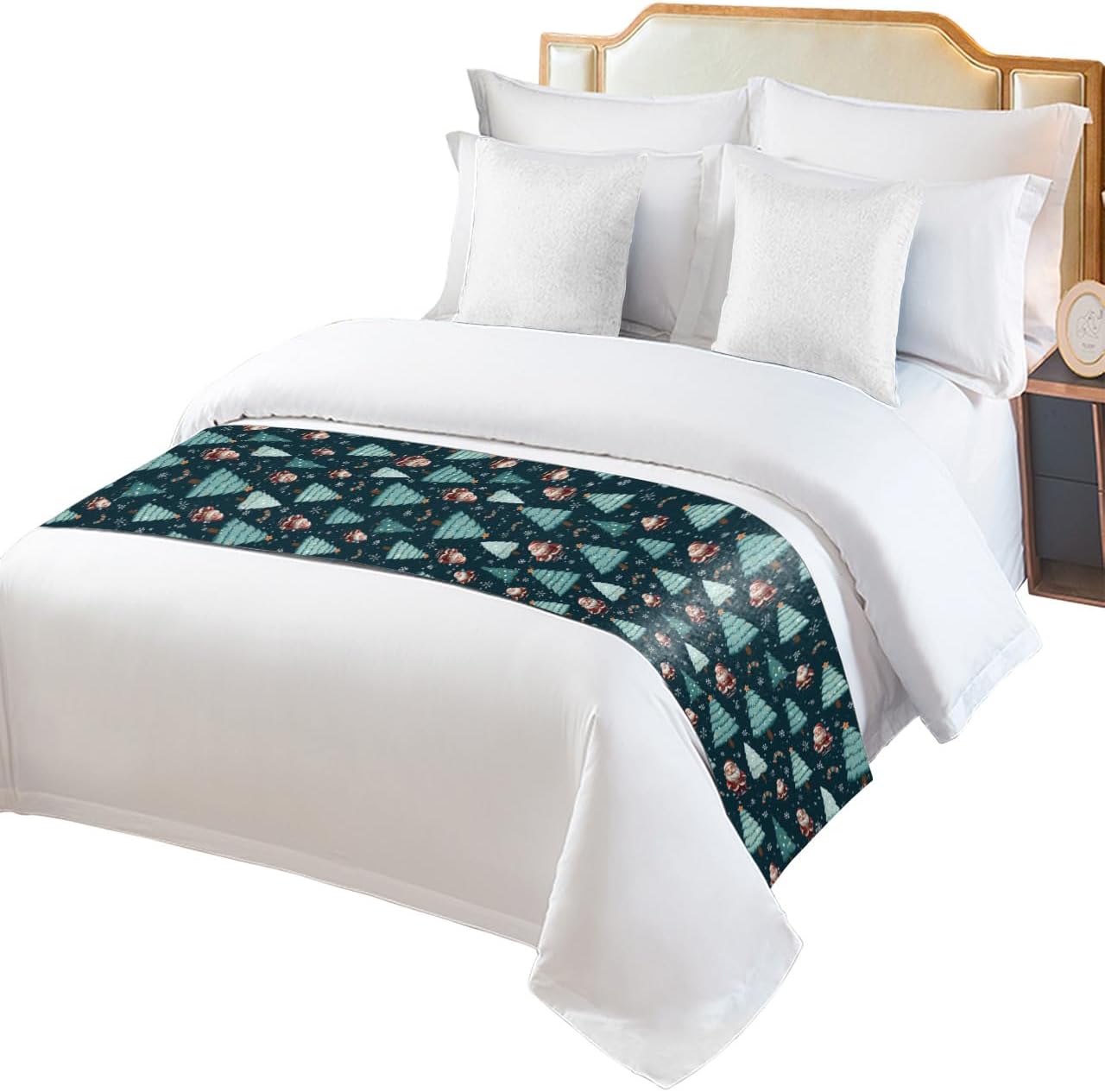 Teamery Bed Runners & Scarves, Christmas Bed Runner, Bed Scarf Protector Decorative Accent Bedding Scarf for Hotels Homes and Guestrooms, 71 x 20 inches
