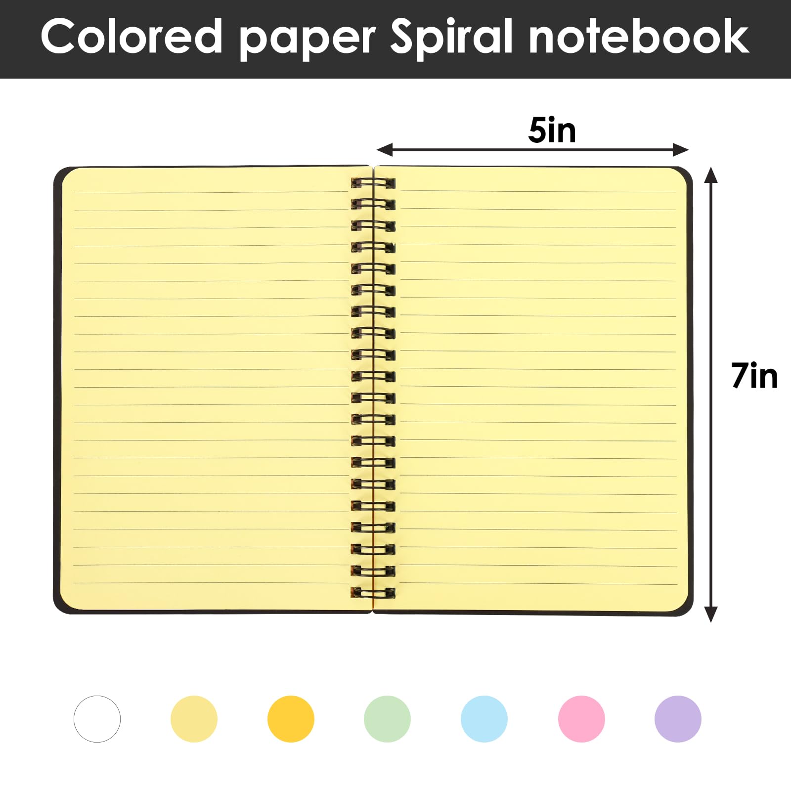 LABUK Spiralnotizbuch, Spiralbindung, Poly-Einband, 7 helle neonfarbene, linierte Notizblöcke, 100 Blatt/200 Seiten, für Schule, Büro, 4 Stück