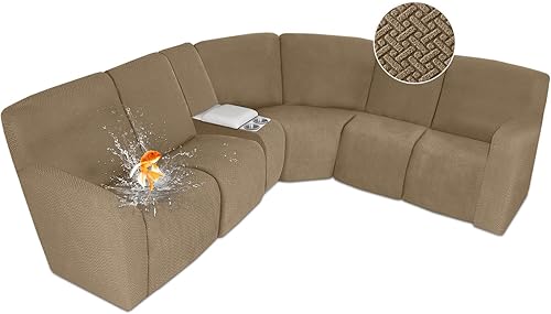Miniatura 16 de ALIECOM Fundas 100% impermeables para sofá seccional reclinable en forma de L, funda elástica para sofá seccional reclinable de esquina, protector