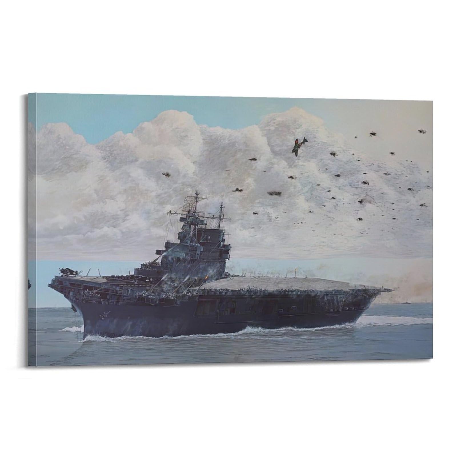 OKAHYS Vintage WWII Poster Aircraft Carrier Naval Battle Decorative Painting Canvas Wall Artworks Picture 20x30inch(50x75cm)